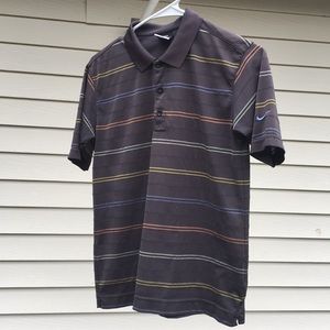 Nike boys golf polo.  medium  grey with stripes